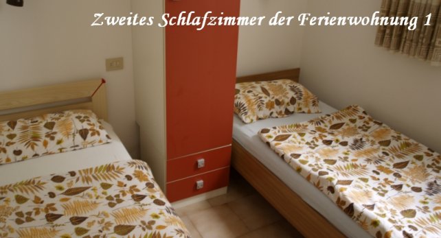 Zweites Schlafzimmer der Ferienwohnung 1 der Casa Resem in Tignale am Gardasee